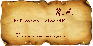 Mifkovics Ariadné névjegykártya